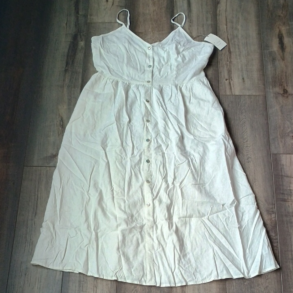 a new day Cream Button-Front Midi Dress